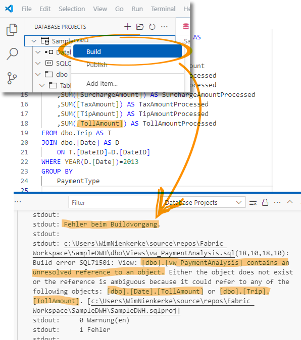 Fehler im Buildvorgang